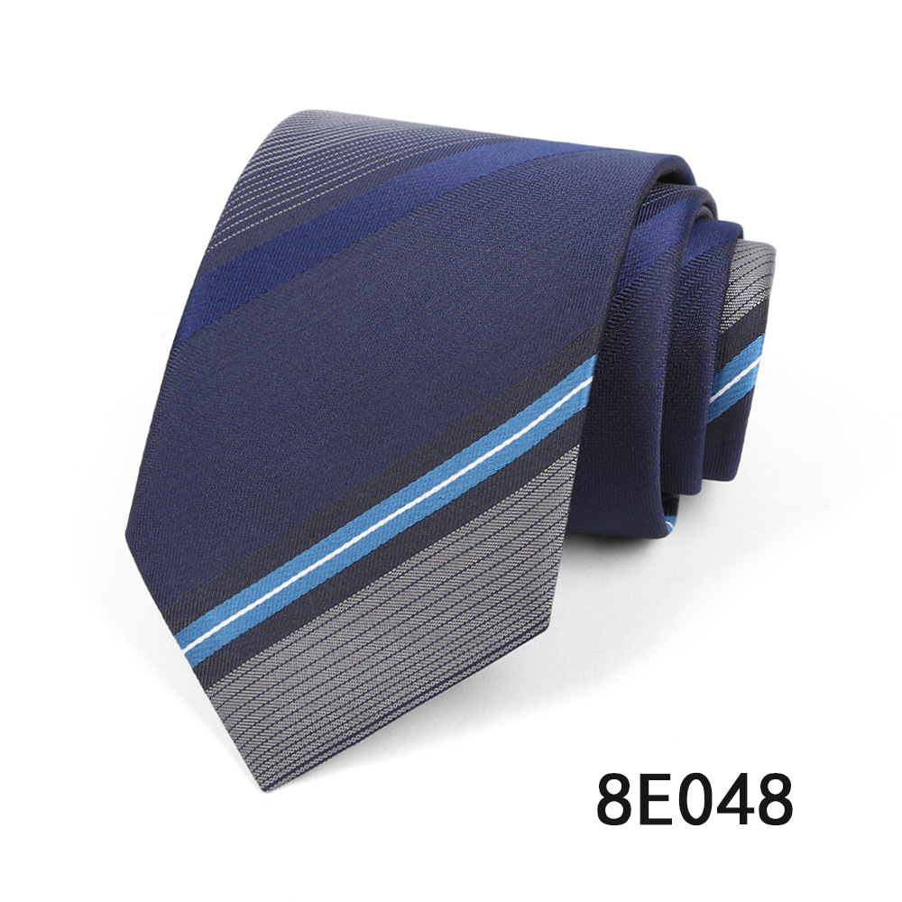 Picture of Men's Tie Business Casual Stripesd Tie 8cm Polyester Jacquard Embroider Print Tie Wholesale Formal Wear