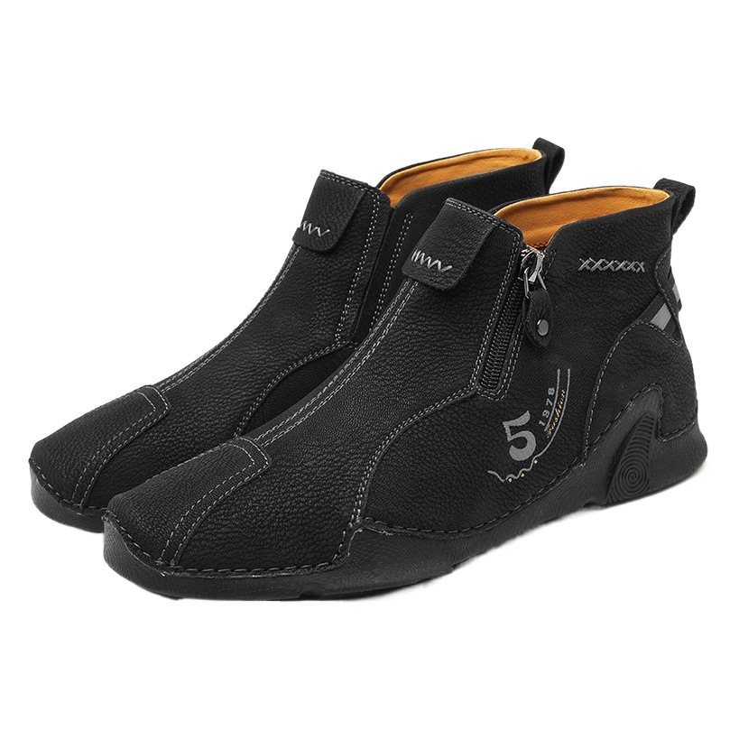 Autumn and winter 2023 foreign trade high-top cross-border plus size men's leather shoes outdoor leisure octopus zipper martin boots
