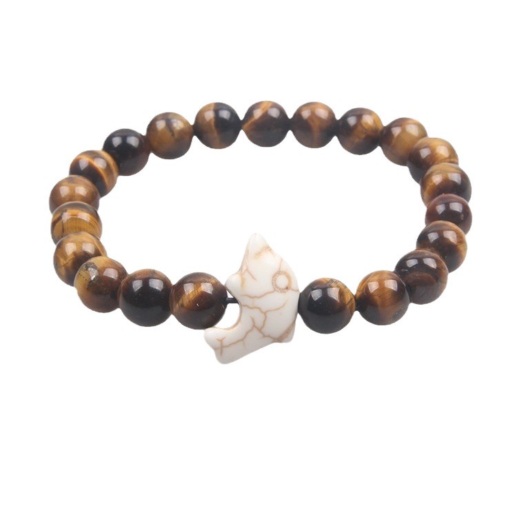 Picture of Zhou Lianfa Cross-border Wholesale New Green Turquoise Dolphin Volcanic Stone White Turquoise Stretch Bracelet Jewelry for Men and Women