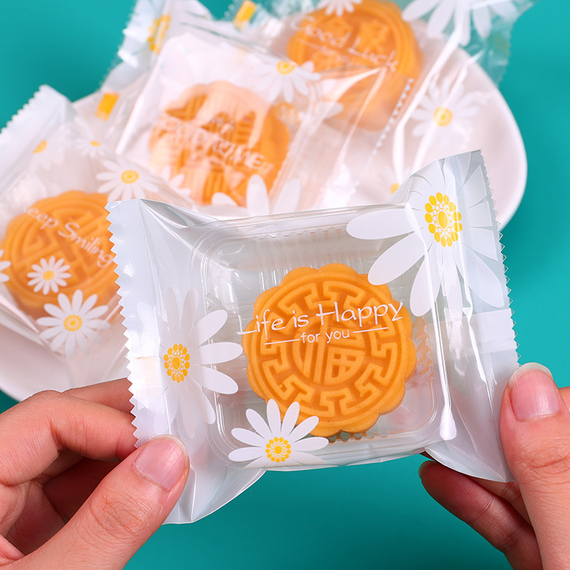 Picture of Original transparent white background Daisy snowflake crisp packaging bag cookie pastry bag moon cake machine sealing bag 100 pcs