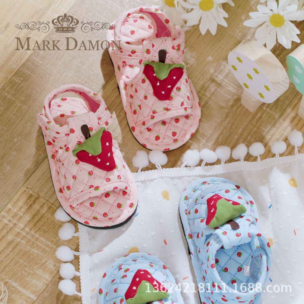 Children's Indoor Cloth-Soled Silent Soft-Soled Slippers 1-2-3 Years Old Non-Slip Home Indoor Pure Cotton Four-Season Home Slippers