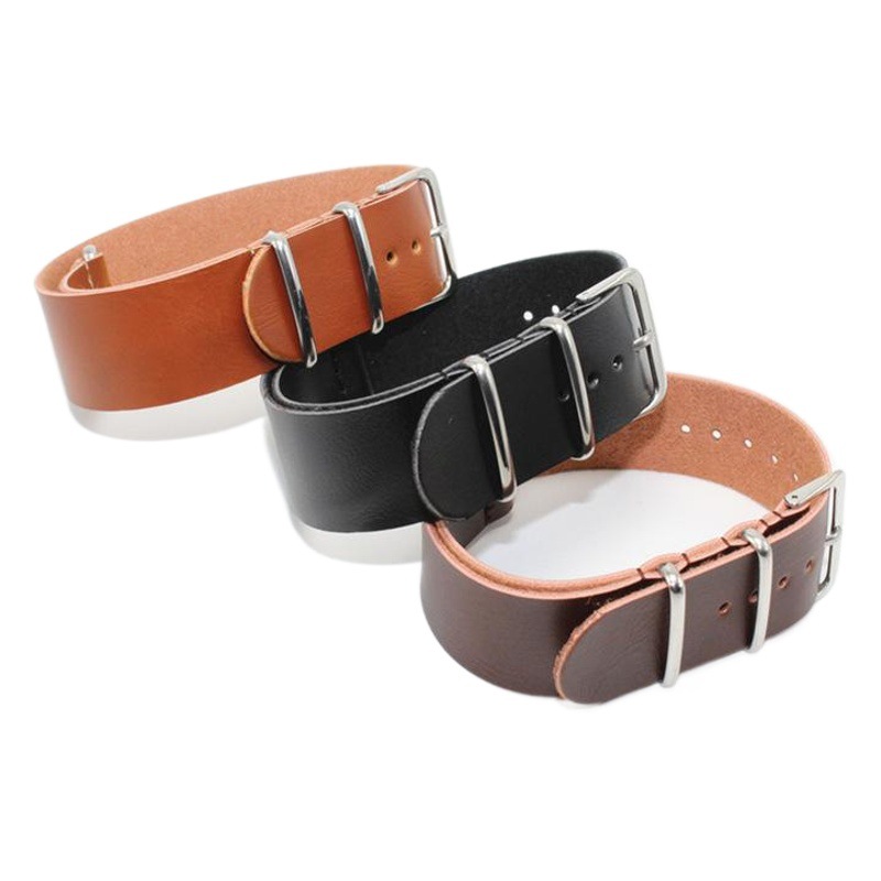 Factory direct pu nato ZULU ZULU leather strap black Brown one over one 18 20 22 24