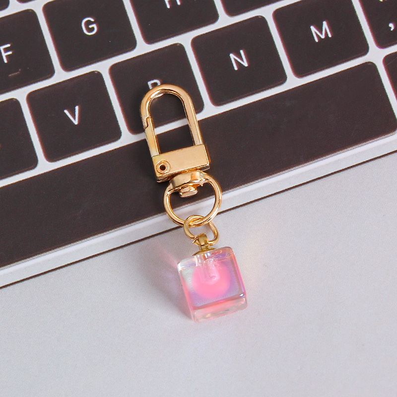 Picture of ins style AB color love beads keychain pendant diamond-shaped cut hanging hole door buckle girl's heart bag bag hanging jewelry