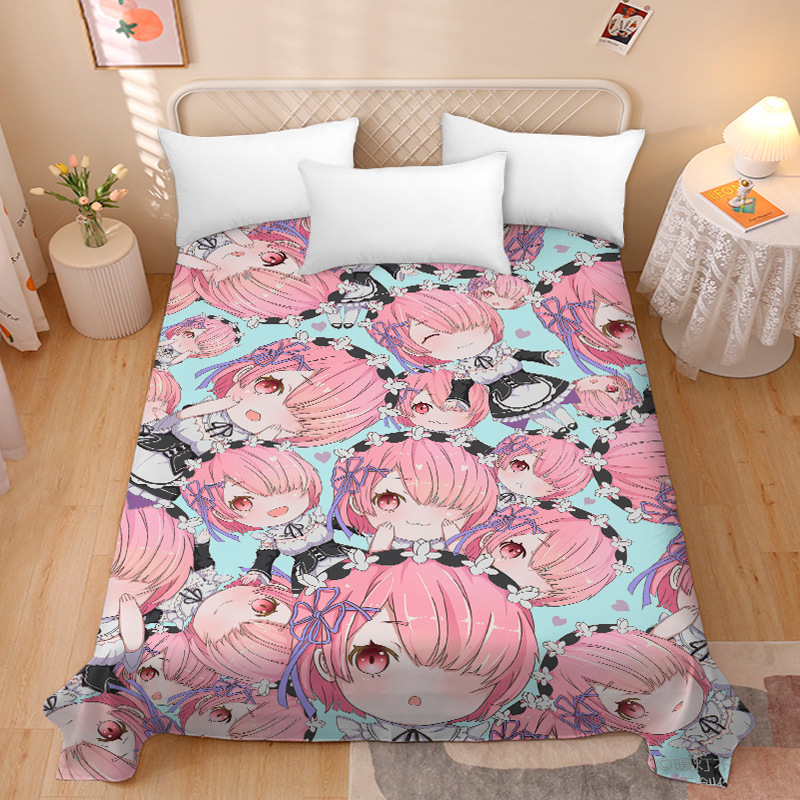 Picture of Anime Two-Dimensional Anime Rem Picture Gentleman 3D Beauty Bed Bed Sheets Single Piece Student Dormitory 1.9m