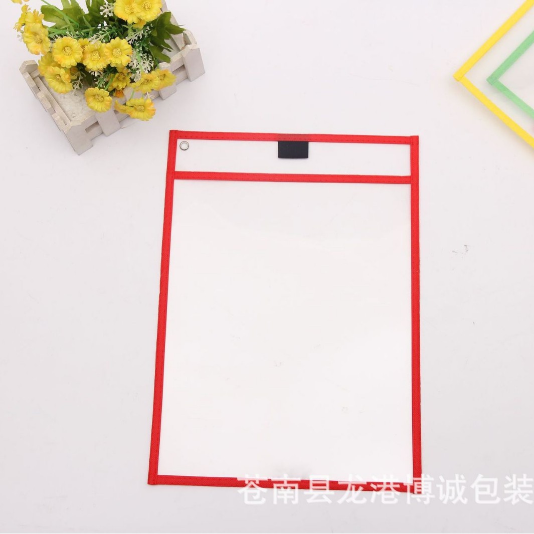 Picture of Factory in stock Early Childhood Education Children Erasable File Bag Sewing PVC Storage Bag A4 Vertical Transparent File Bag