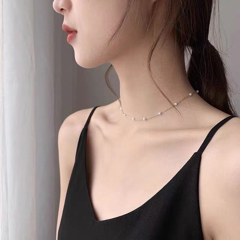 Picture of Spring new fairy pearl necklace female niche design sense eight Awn star clavicle chain Cold Wind necklace pendant