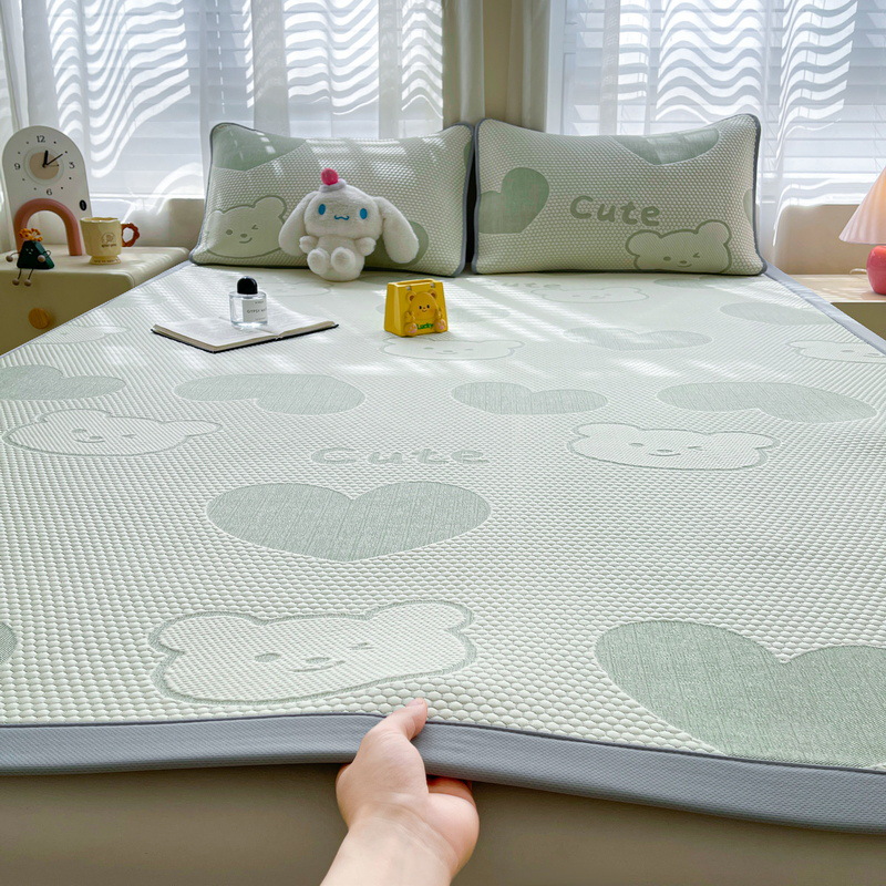Picture of Bingdoudou Three-Piece Summer Cooling Mat Set, Ice Silk Mat Mattress, Machine Washable, Suitable for Infants and Toddlers, Air-Conditioned Soft Mat