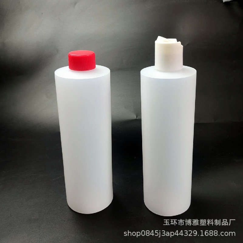 Flat shoulder cylindrical plastic bottle PE500ml28 tooth spray pump head bottle pointed mouth bottle beauty instrument bottle plastic bottle