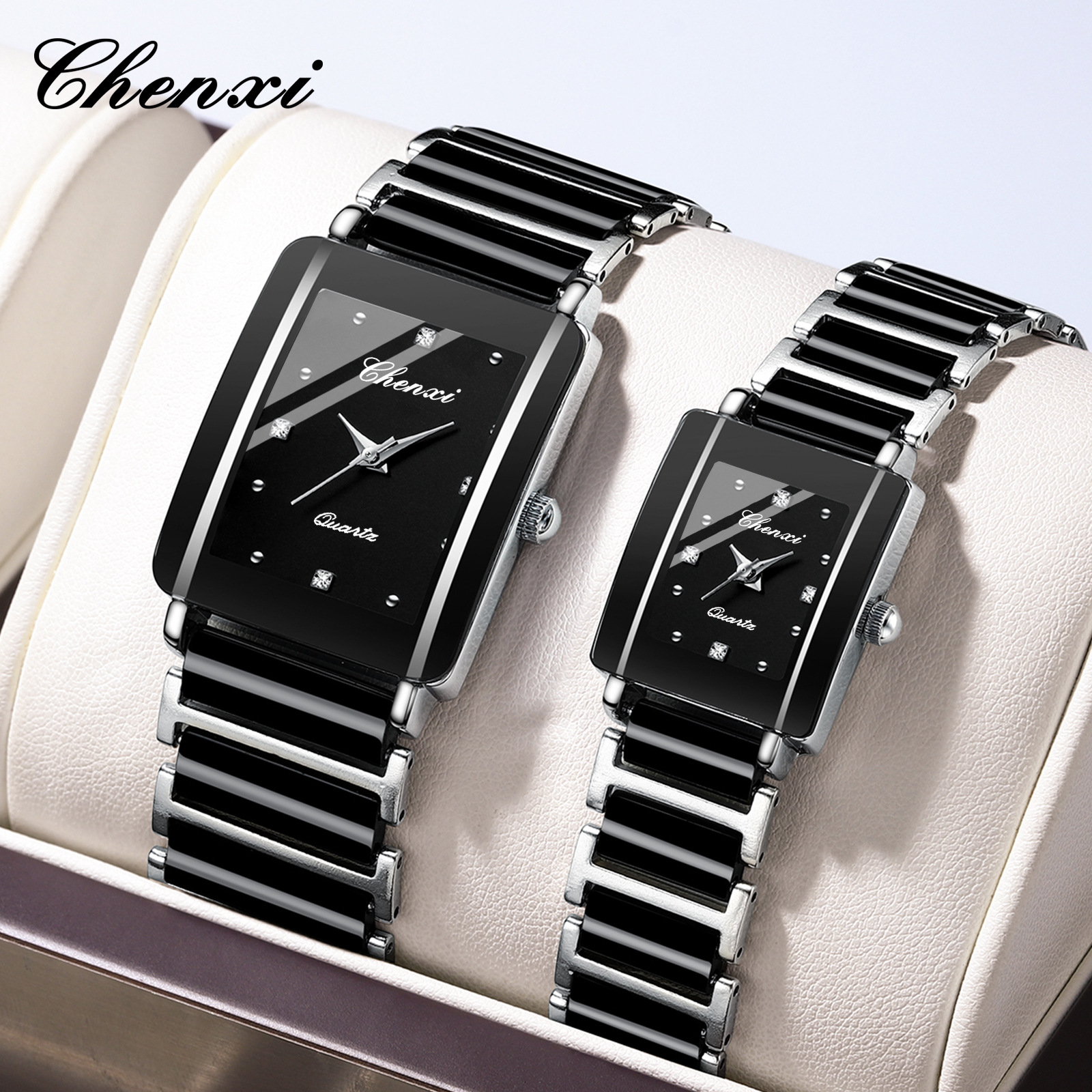CHENXI Dawn Explosions Square Couple Watch Women and Men's Watch Wholesale Ceramic Cross-border Foreign Trade Fashion Quartz Watch