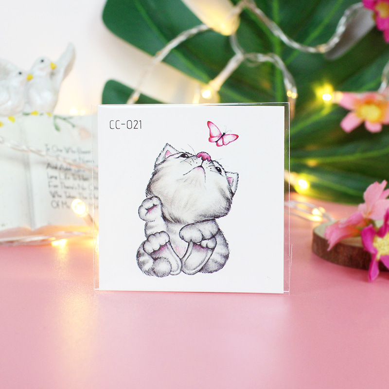 Picture of Cat and Dog Tattoo Stickers Waterproof Girls/Kidsren Cute Little Stickers Cartoon Animal Pet Tattoo Stickers