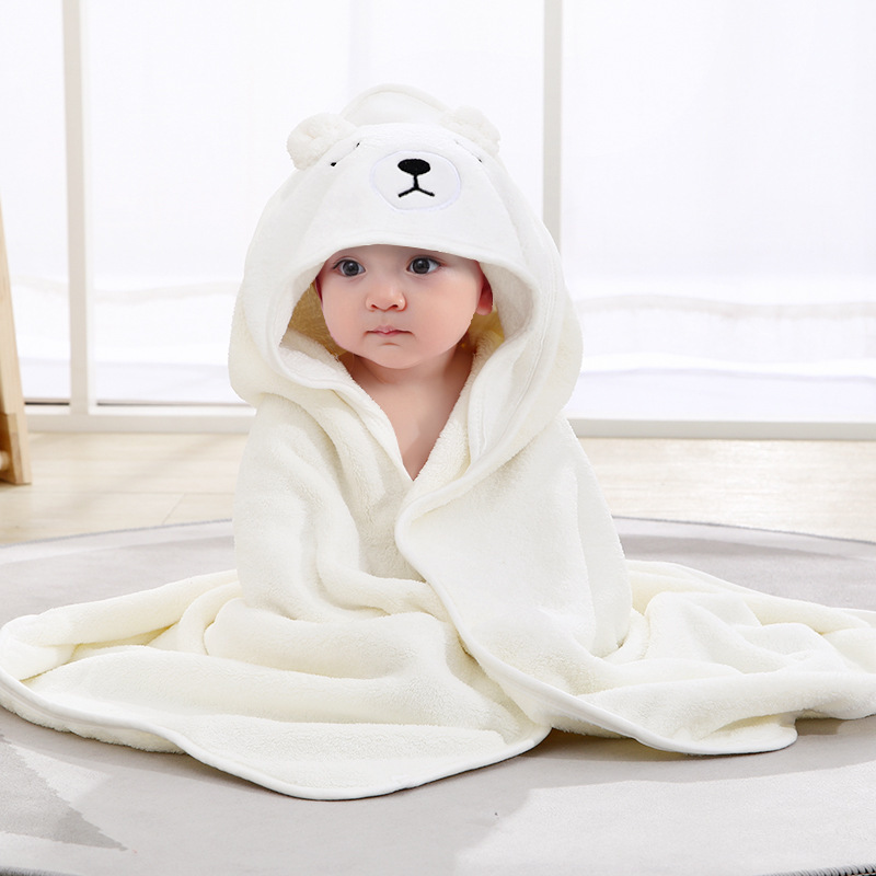 Picture of Coral Velvet Blanket, Kidsren's Cloak Bath Towel, Absorbent Bath Towel, Baby Cartoon Wrap Towel, Storable Coral Velvet Wrap Towel