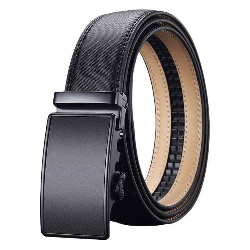 New European and American business Belt men's two-layer cowhide Guangzhou automatic buckle LOGO embossed belt factory wholesale