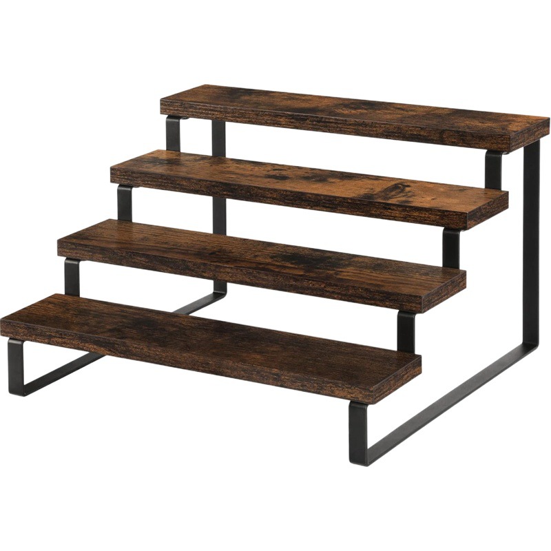 Amazon Wooden Display Rack Four-Layer Kitchen Counter Rack Spice Rack Storage Rack Layered Countertop Display Rack