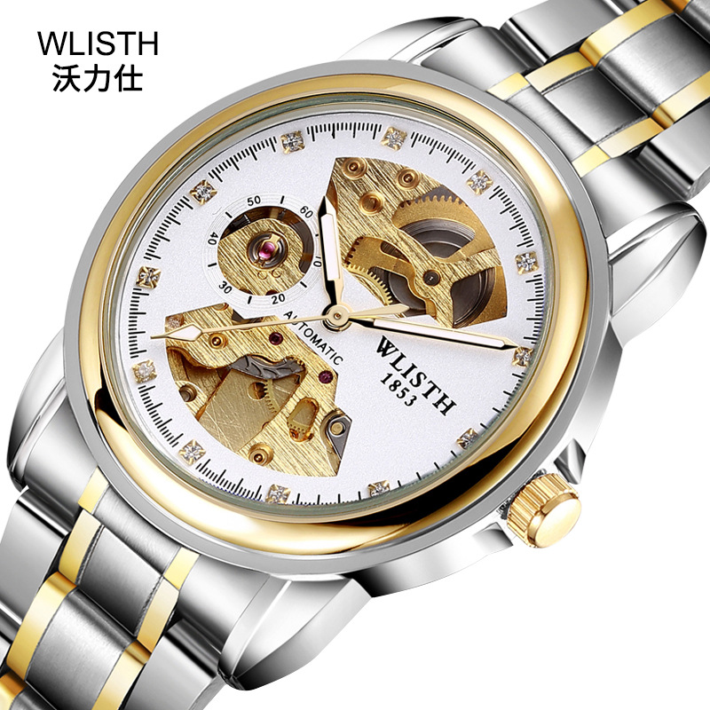 Worlishi steel belt Business Men's Watch hollow automatic mechanical watch waterproof luminous men's watch foreign trade Cross-Border Watch