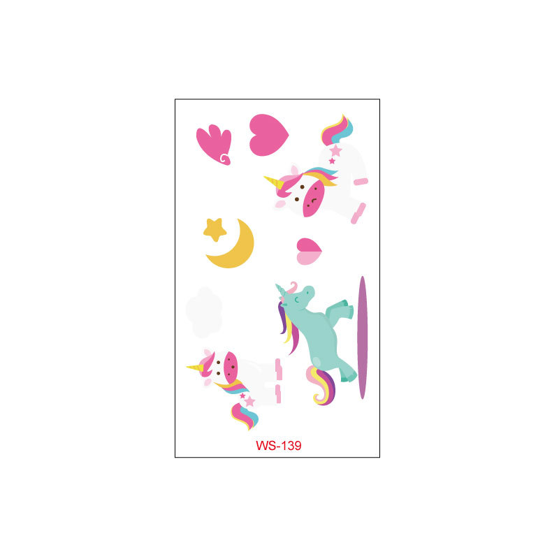 Picture of Unicorn Tattoo Sticker Original Children's Cute Cartoon Doll Birthday Rainbow Little Pegasus Waterproof Temporary Sticker