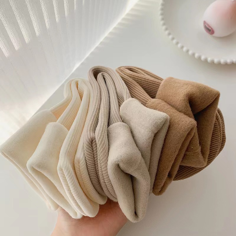 Picture of Socks Women's Autumn and Winter Mid-size Socks Solid Color Cotton Socks fleece-lined Thickened Warm Snow Socks Sleep Socks Floor Socks Zhuji