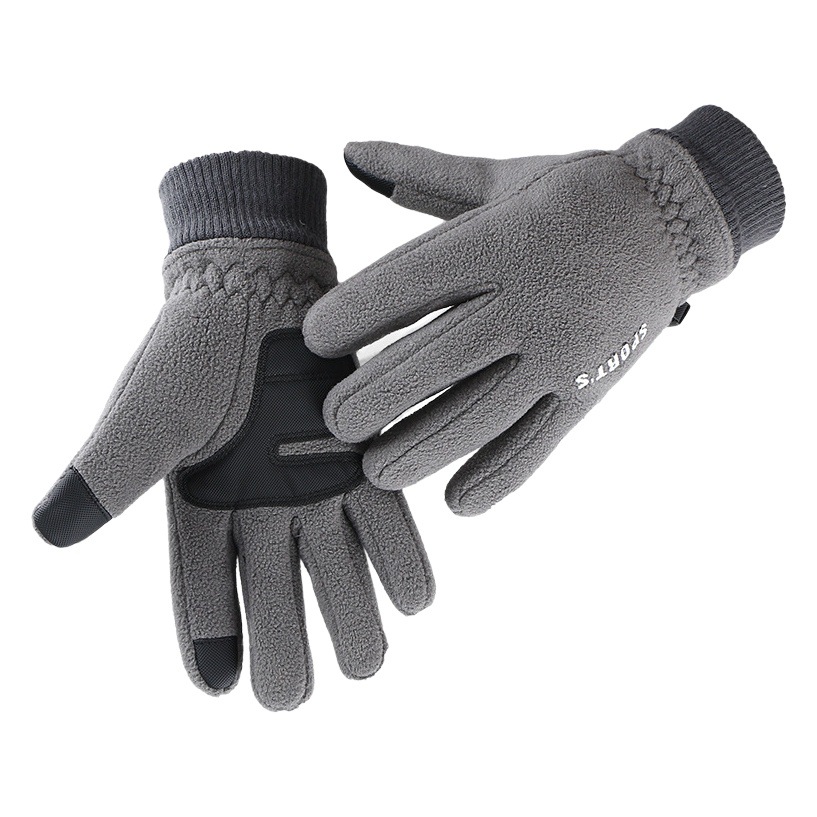 Polar fleece gloves men's autumn and winter velvet padded warm gloves riding sports driving non-slip touch screen gloves women