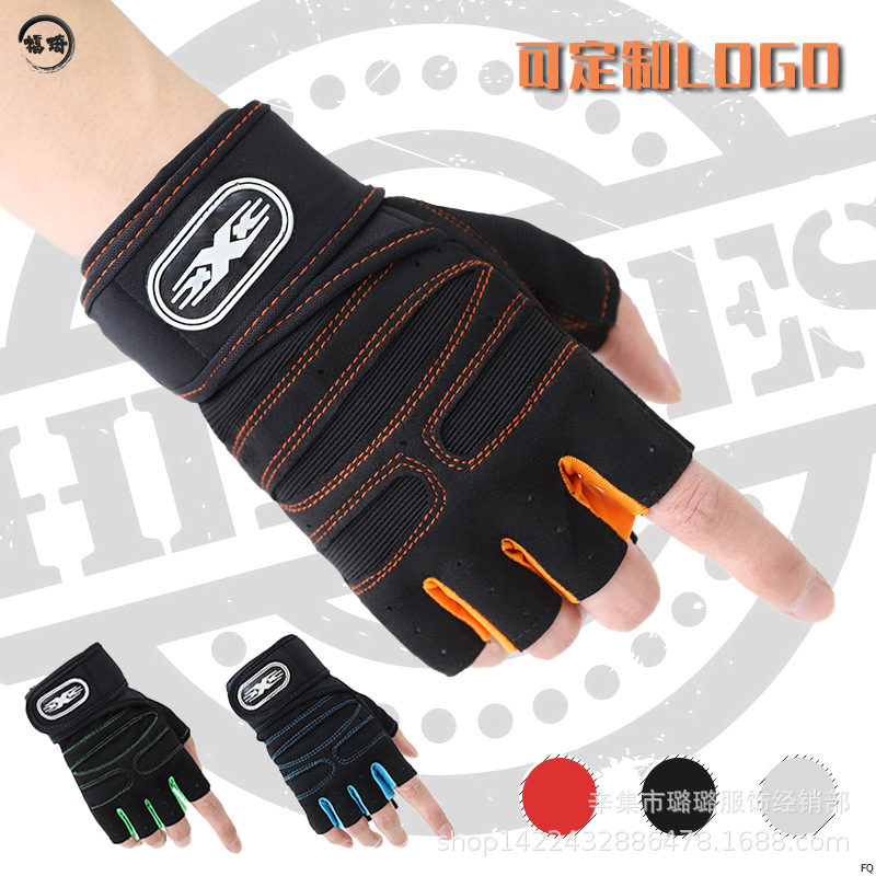 Cross-border foreign trade fitness gloves Men's Four Seasons outdoor riding half finger gloves women's barbell mechanical half gloves