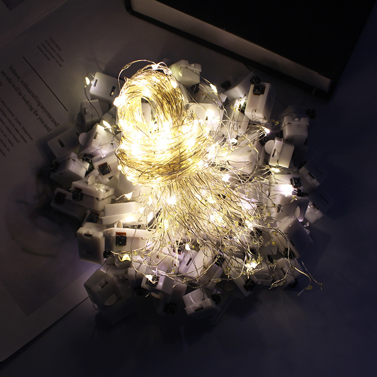 Picture of 1 meter 10 lights warm color led string copper light wire three flash cake flowers decorative light bar accessories gift box string lights