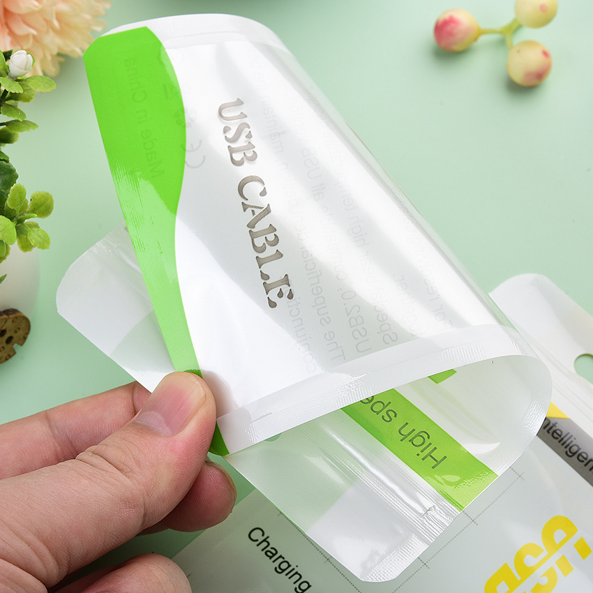Picture of USB Cable Translucent Ziplock Bag Sealed Zipper Bag 1.2m Data Cable Packaging Bag Storage Sealed Moisture-Proof