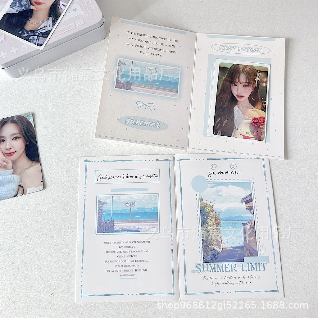 Picture of Original Summer Seaside Folding Folding Card High Color Value Small Card Packing Material DIY Greeting Card Message