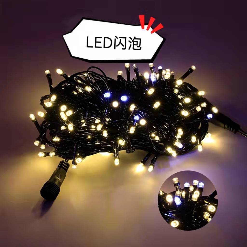 Picture of Source Factory 20m Black Wire with Flashing Led Lights Outdoor Waterproof Male and Female Plug Lighting Project Starry Sky String Lights