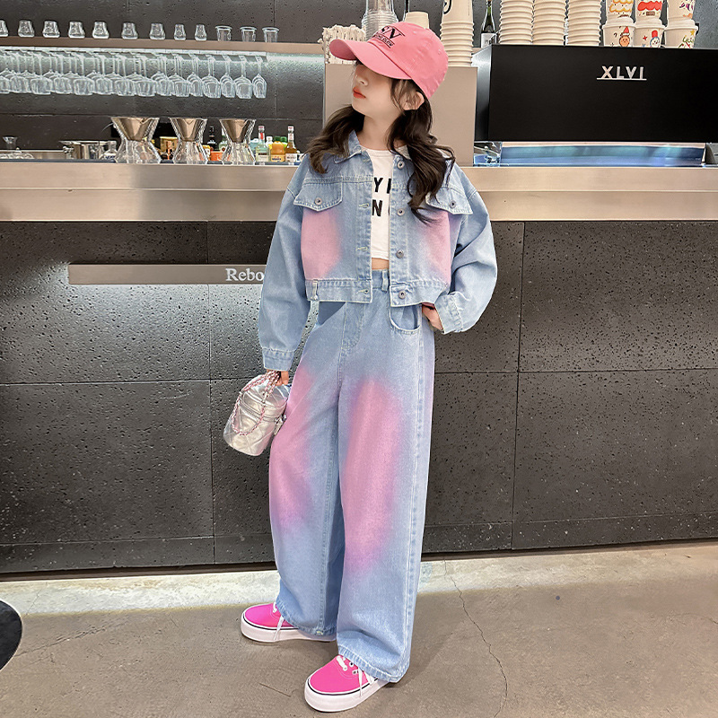 Girls' Denim suit Spring and Autumn 2025 New Stylish Korean Coat Stylish Girl Two-Piece Trendy