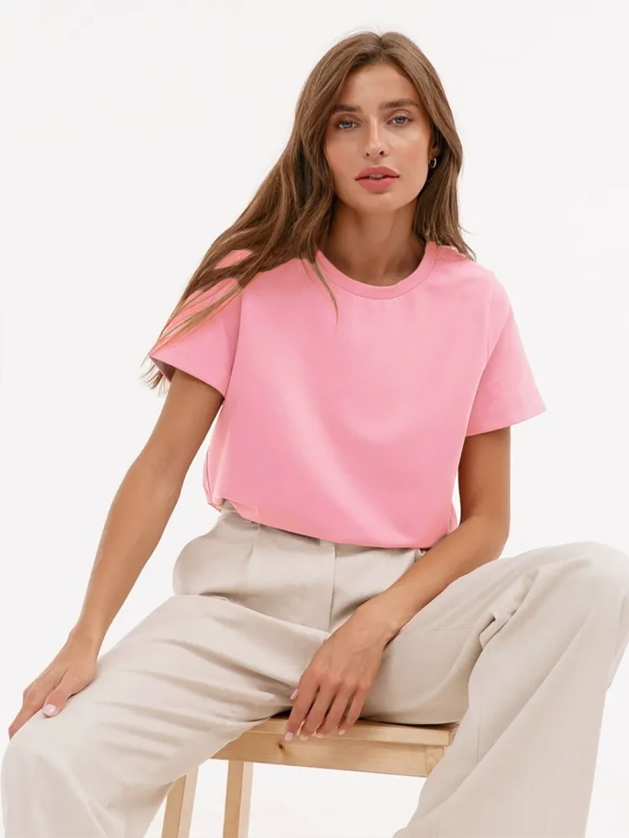 Picture of Cross-Border Short-Sleeved T-Shirt European and American 2025 Summer New Women's Fashion Casual Home Work Clothing Versatile Round Neck Short-Sleeved T-Shirt