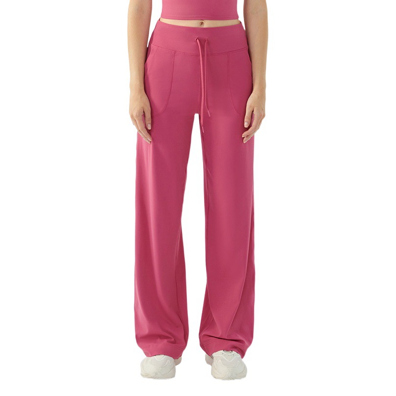 Nude skin-friendly long legs fitness yoga pants loose wide leg high waist large pocket drawstring casual sports pants autumn and winter