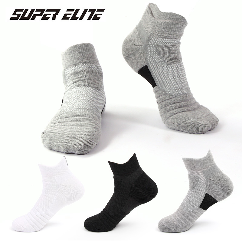 Men's Sports Socks Sweat-absorbent Non-slip Running Socks Outdoor Socks Towel Bottom Boat Socks Short Tube Elite Basketball Socks Men