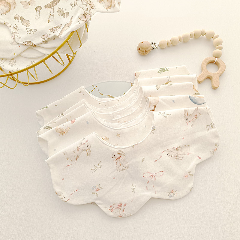 Baby's Double Combed Cotton Bib Slipper Towel Waterproof Milk Spitting Bib Slip Bib 360 Swivel Meal Bag