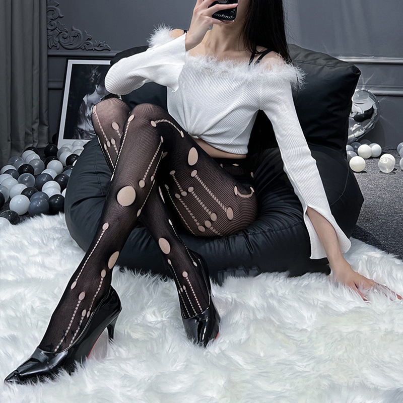 Picture of Trendy Sexy Jacquard Fishnet Stockings, Erotic Sheer Stockings, Hollow-Out Fishnet Pantyhose, Various Styles in Stock, Versatile