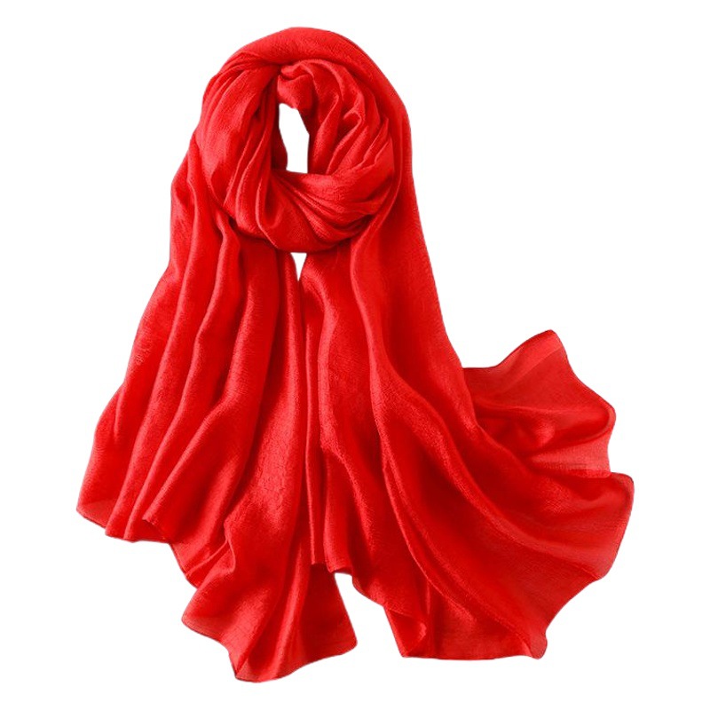 Spring and Summer New Linen Hand Solid Color Silk Scarf All-match Simple Beach Sunscreen Shawl Air-conditioning Room Thin Scarf Scarf