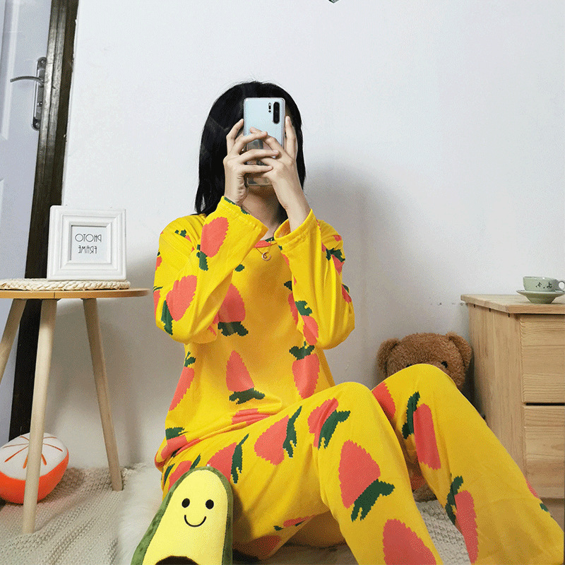 Picture of Foreign trade stalls can wear pajamas women's spring and autumn thin home clothes cartoon cute women's long sleeve trousers suit