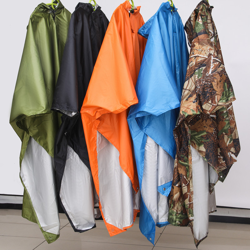 Picture of Cross-border Outdoor Three-in-one One-piece Raincoat Hiking Windproof Rainproof Riding Poncho Multifunctional Floor Cloth Delivery Storage Bag