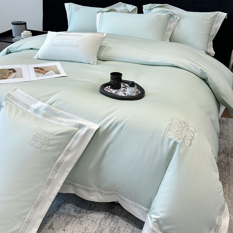 Picture of Class a Classy 240 Count Cotton Satin Four-Piece Set Long-Staple Cotton Pure Cotton Skin-Friendly Naked Sleeping Bed Sheets Quilt Cover Nantong Home Textiles