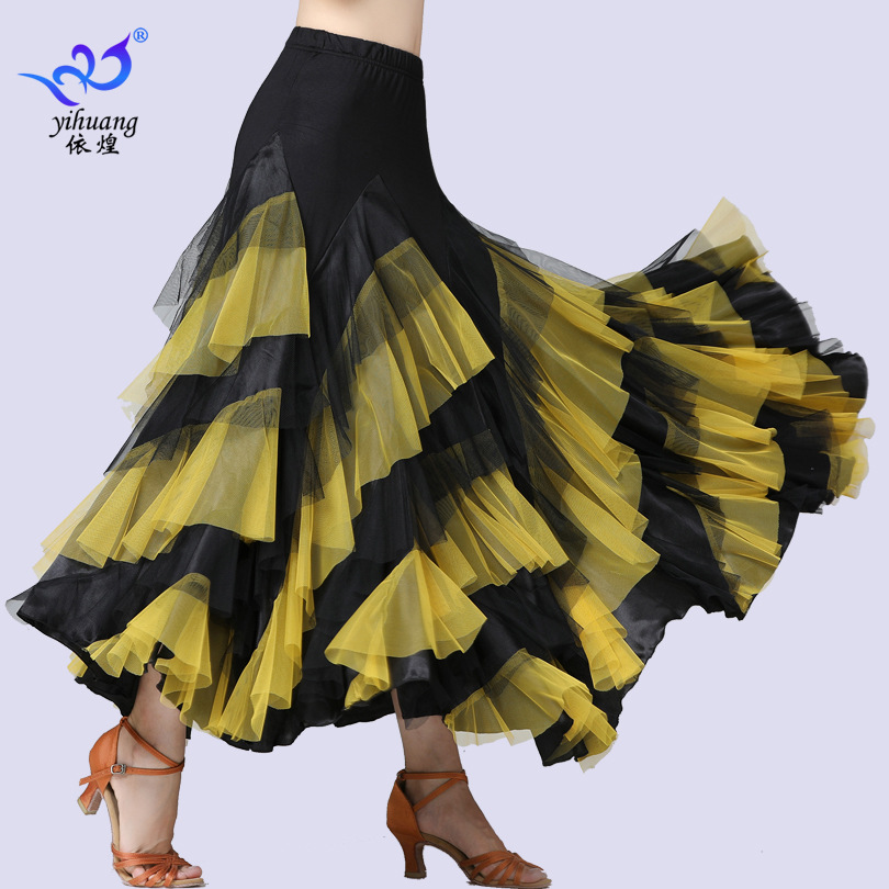 Picture of Chinese standard dance skirt modern ballroom dance skirt large swing skirt new stage competition suit Waltz large swing skirt