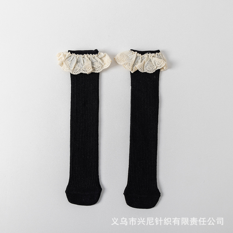 Picture of New children's socks spring and autumn girls large children's socks without heel tube socks South Korea lace baby cotton socks wholesale