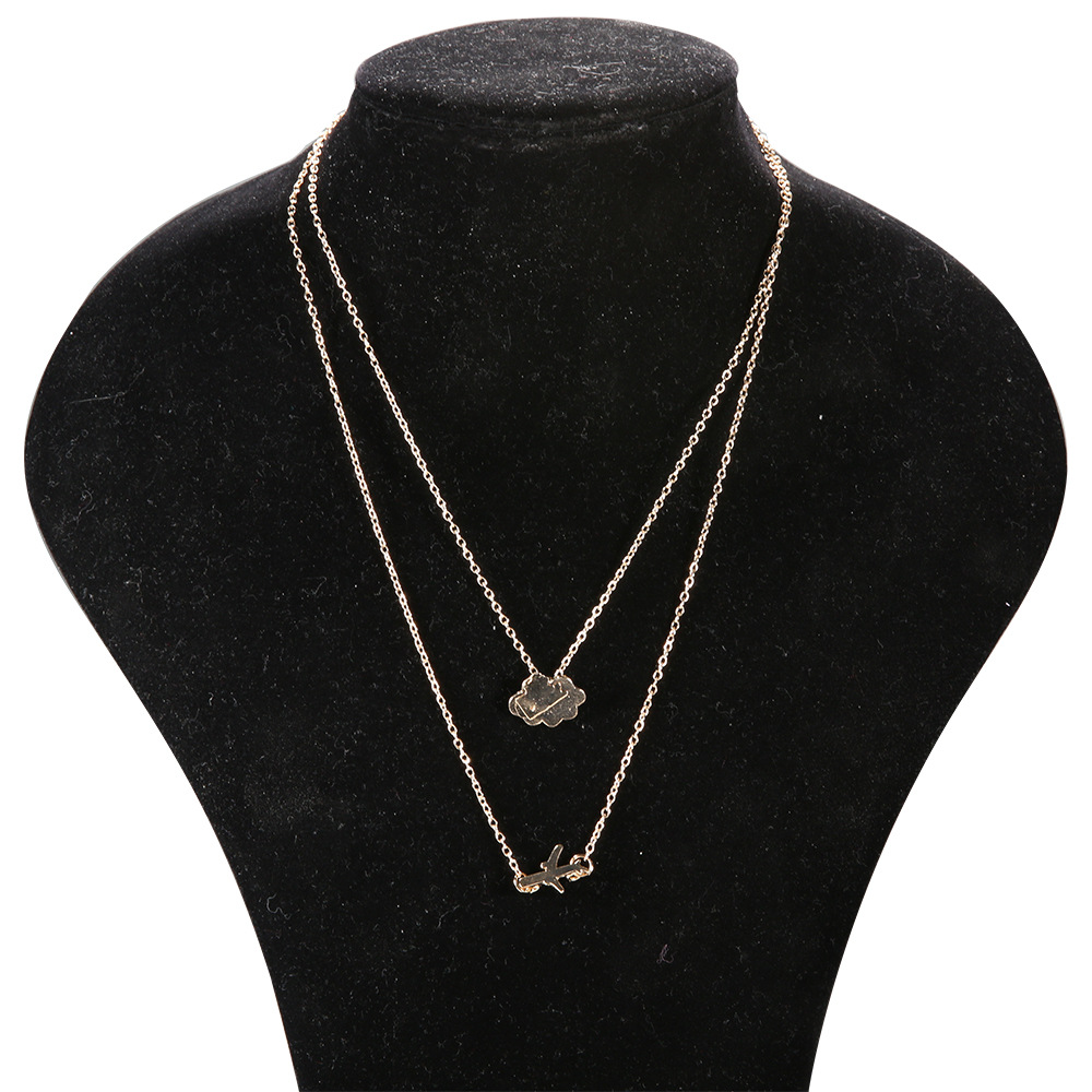Picture of Fashion Cross-border for European and American Fashion Street Shooting Popular Elements Aircraft Clouds Multi-layer Necklace Women