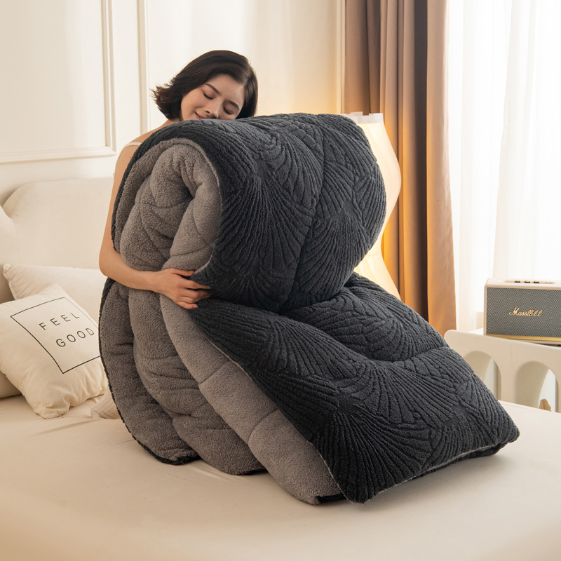 Taff cashmere lamb jacquard quilt core thickened warm winter double-sided velvet student dormitory quilt wholesale