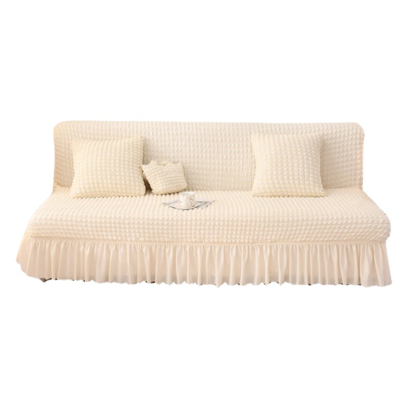 Thickened seersucker full cover solid color sofa bed cover elastic all-inclusive simple armless universal sofa cover wholesale