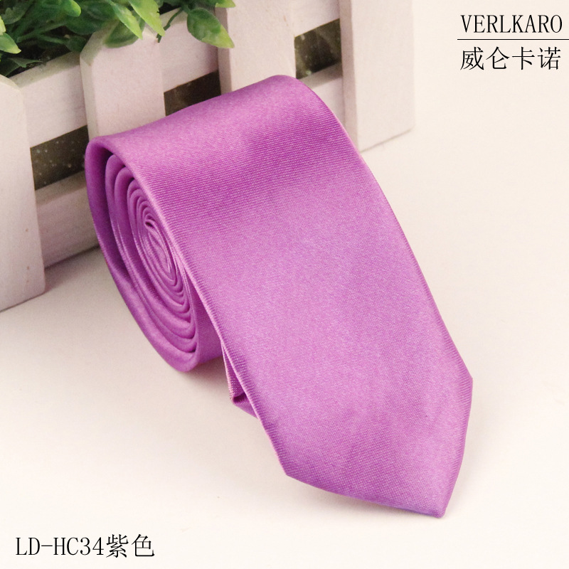 Picture of Leisure students 5cm solid color narrow version ins polyester silk business men's multi-color optional tie manufacturers in stock wholesale