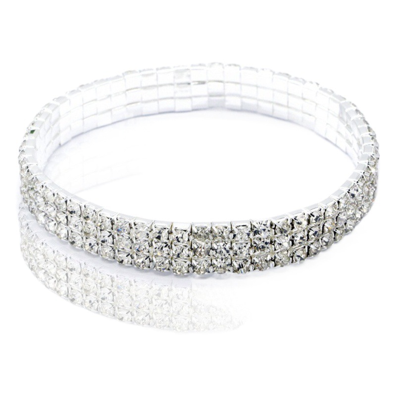 European and American simple full diamond bracelet super shiny elastic elastic 1 to 5 rows anklet bracelet birthday wedding party accessories