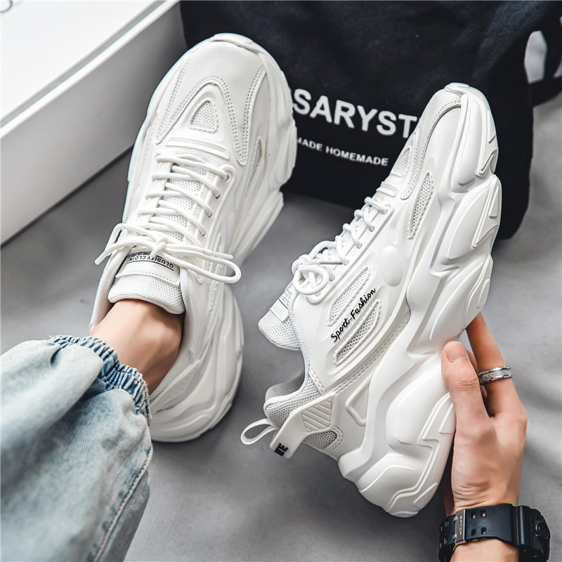 Men's Shoes Spring All-match Casual Youth Running Non-slip Sports Shoes Men's Thick-soled Torre Shoes Small White Trendy Shoes