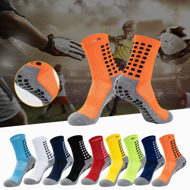 Mid-calf silicone football socks non-slip thickened towel bottom training socks dispensing