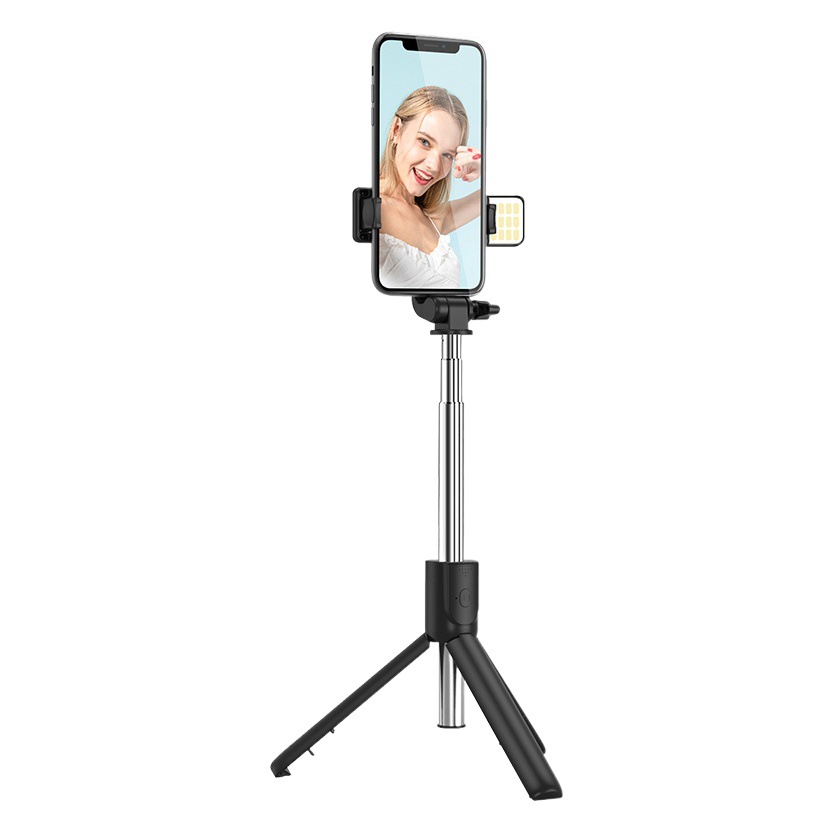 R1S Mobile Phone Selfie Stick Bluetooth Fill Light Live Photography Portable All-In-One Telescopic Tripod Stand Selfie Stick