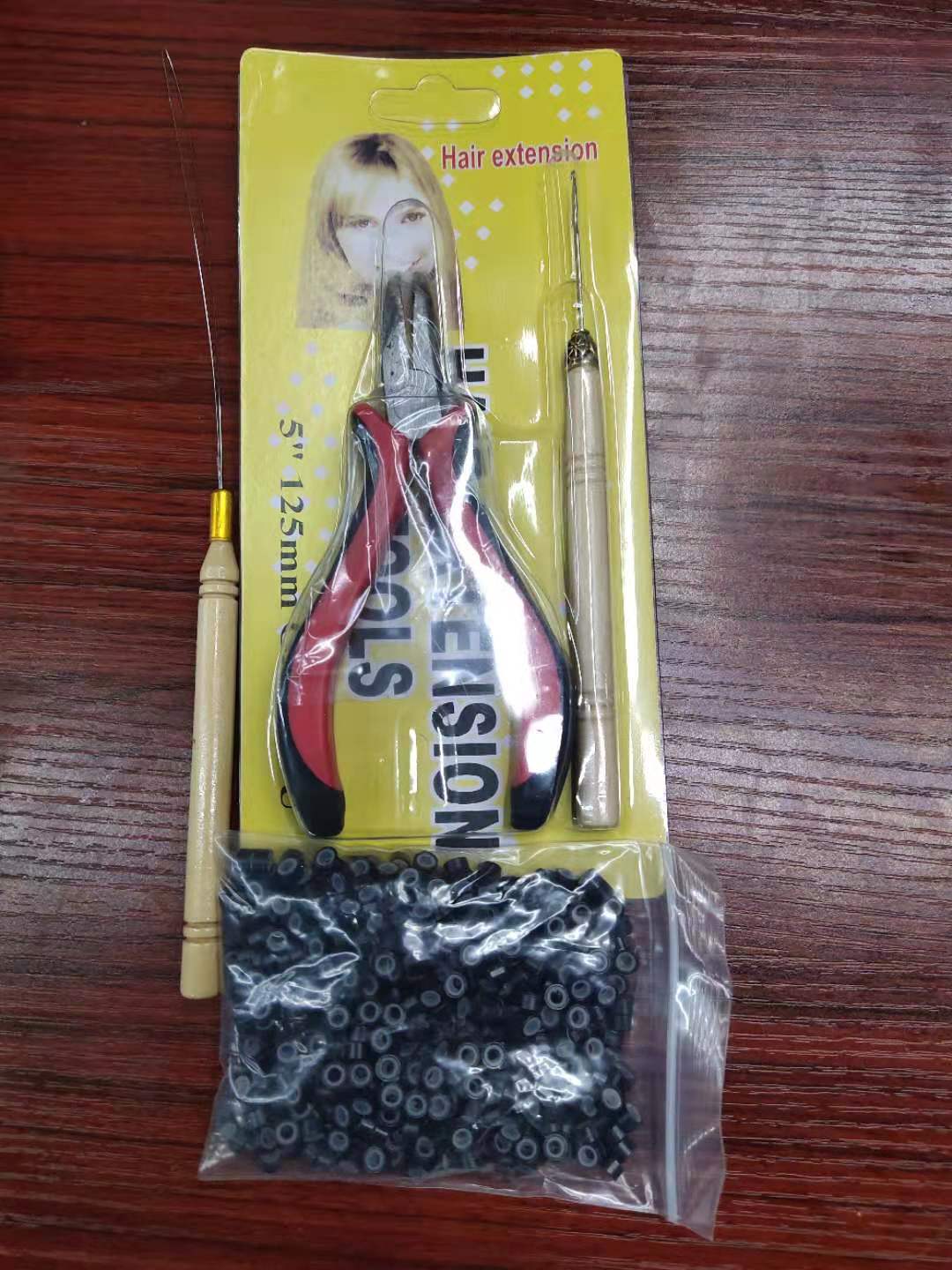 Picture of Cross-border Wig Pliers suit New Hair Extending Pliers suit Five-piece Silicone Buckle Wooden Crochet Wig Tool