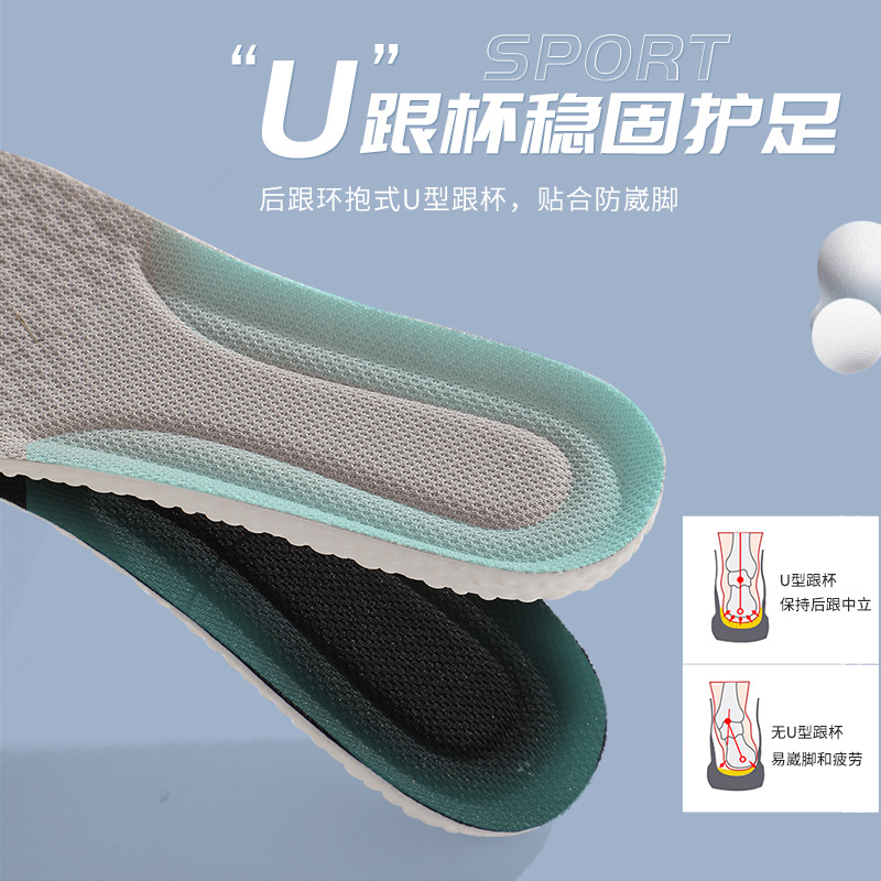 Picture of Sports Insole PU High Elastic Antibacterial Deodorant Breathable Sweat Absorbing Comfortable Shoes Full Pad Feeling Popcorn Insole