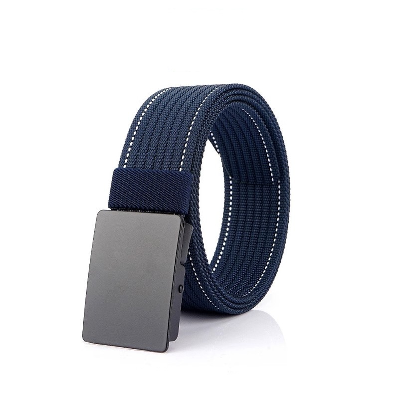 Men's Canvas Belt Smooth Buckle Casual All-match Nylon Belt Thickened Non-porous Pants Buckle