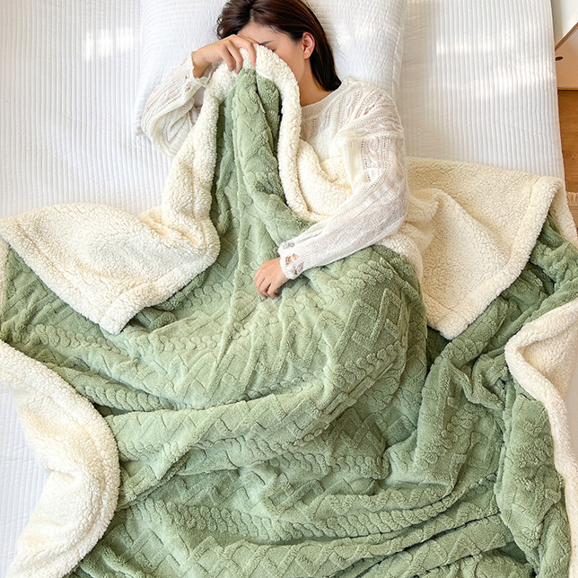 Picture of Thickened Coral Fleece Flannel Lamb Fleece Blanket Nap Sofa Blanket Office Shawl Air Conditioning Blanket